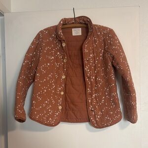 Rylee + Cru Quilted Rust Brown Star Print Button-Up Jacket